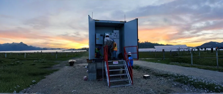 Field workers at a temporary site office